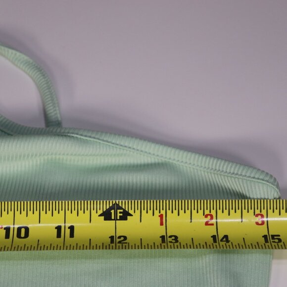 Shein Pastel Mint Vertical Ribbed Asymmetrical Neck Strappy Bodysuit, Large - Picture 6 of 10